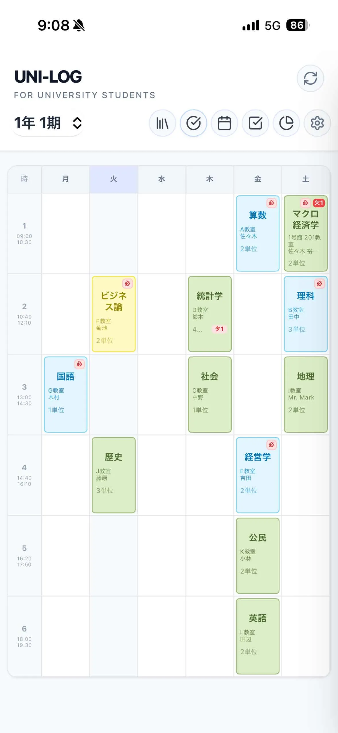 ダッシュボード画面